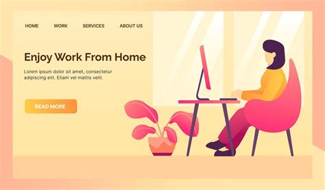Wfh Work From Home For Website Template Landing Homepage With Modern