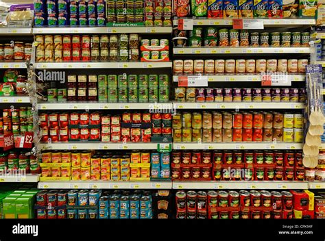Tinned Food Aisle Of A Supermarket Uk Stock Photo Alamy