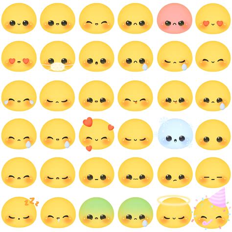 Cute Kawaii Printable Emojis Clipart Commercial Use Png Etsy Australia