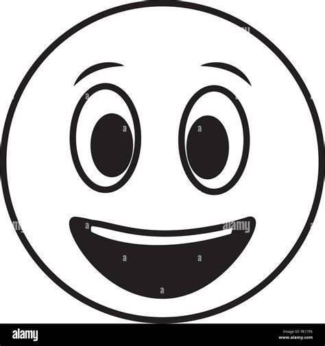 Gran Emoticono Emoticon Feliz Ilustración Vectorial En Blanco Y Negro