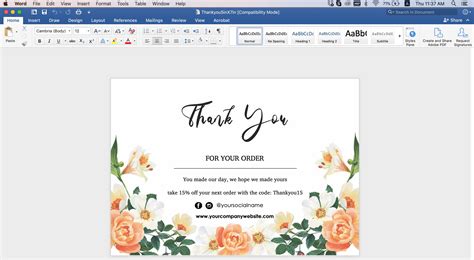 Personalize and print your own color street thank you for you purchase label with all of your business name right in your browser. EDITABLE THANK YOU CARD