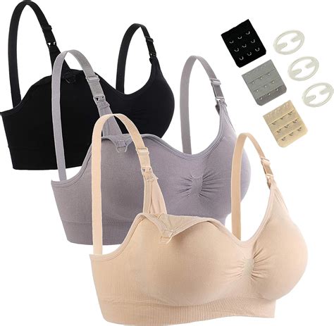 Seitop 3 Pack Nursing Bra For Woman Seamless Breastfeeding Bras With Extenders And Clips Full