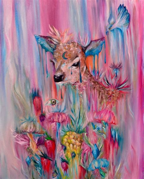 Whimsical Deer Abstract Oil Painting Art By Meganwalshcreations