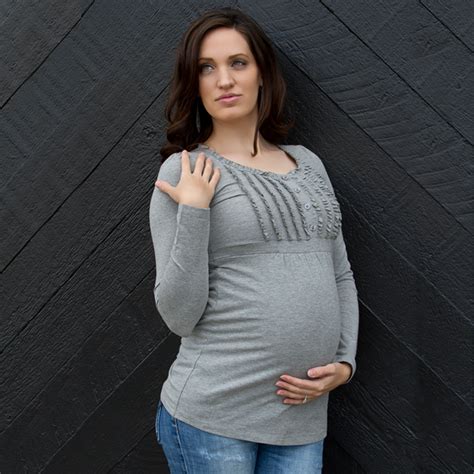 Trendy Affordable Maternity Clothes Maternity Top Nursing Top Gray