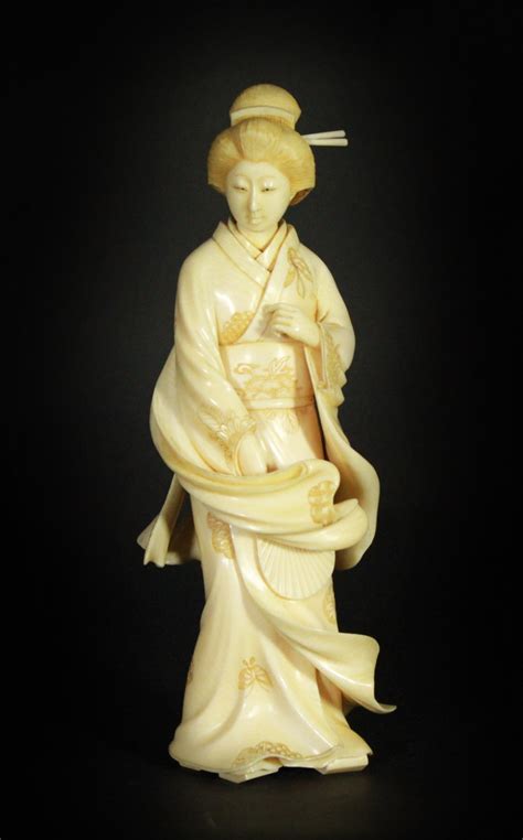 Japanese Woman Figurine Carved Ivory