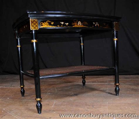 28 x 20 x 18 h. French Chinoiserie Black Lacquer Coffee Table Cocktail Tables