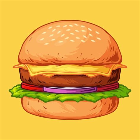 Premium Vector Burger Vector Cartoon Art Illustration On Isolated