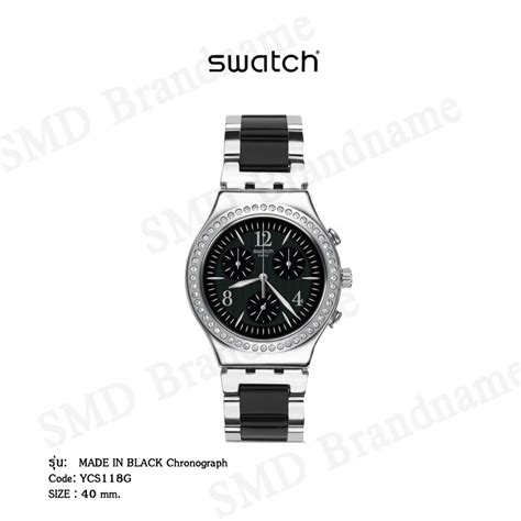 Swatch นาฬิกาข้อมือ รุ่น Made In Black Chronograph Code Ycs118g Smd