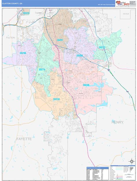Clayton County Ga Wall Map Color Cast Style By Marketmaps Mapsales