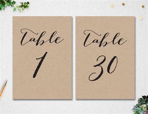 Table Numbers 1 30 Instant Download 5x7 Wedding Printable