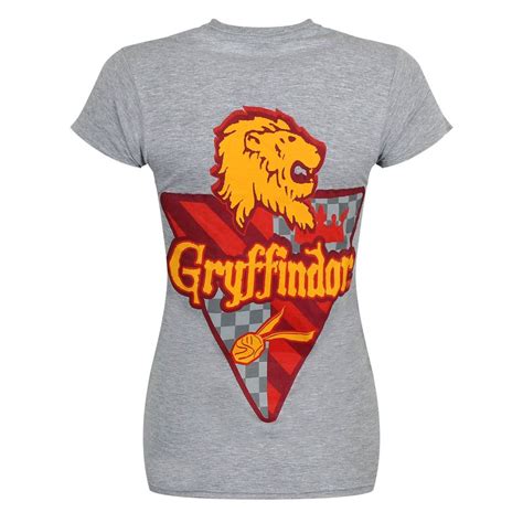 Officially Licensed Womens Harry Potter Gryffindor Logo Fitted T Shirt