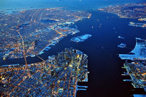 Nighttime Aerial View Of New York City Pics
