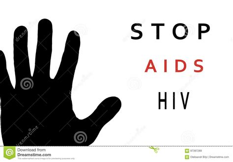 Stop Aids Sign Black Hand On White Background Stock