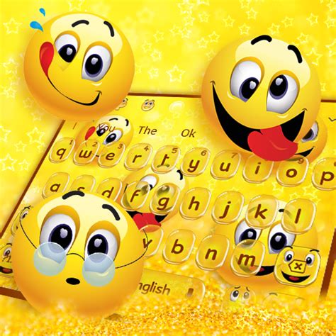 Glitter Cute Face Emoji Keyboard Theme