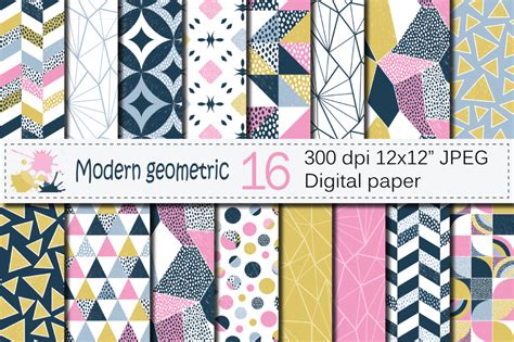 Seamless Modern Geometric Digital Paper Geometric Patterns Modern