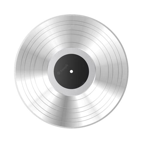 Premium Photo Silver Vinyl Record With Black Blank Label On A White