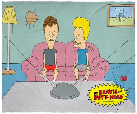 Buy Intimo Mtv Beavis And Butt Head On Couch Show Plush Fleece Throw Blanket Wall Scroll Online