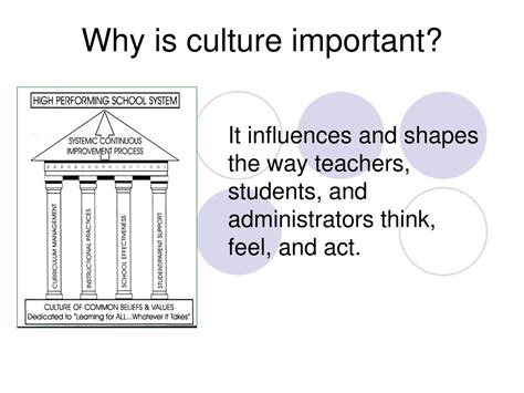 There is culture on many levels: PPT - "Elements of School Culture" PowerPoint Presentation ...