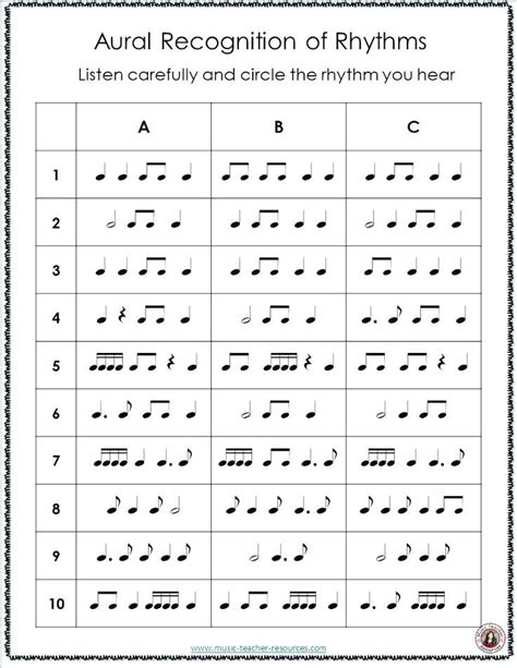 Rhythm Worksheet For Elementary Students