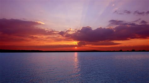 Wallpaper Sunlight Landscape Sunset Sea Lake Reflection Clouds