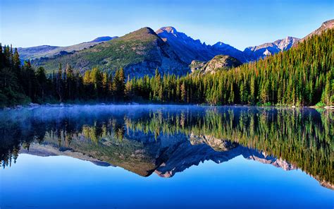 Misty Morning Bear Lake Reflection Rocky Mountain National Park