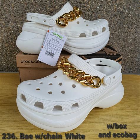 Onhand Crocs 236 Classic Bae Clog With Chain White Authentic Shopee