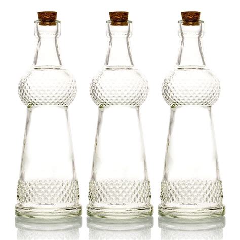 3 Pack 6 6 Savannah Clear Vintage Glass Bottle With Cork Diy Wedding Flower Bud Vases On