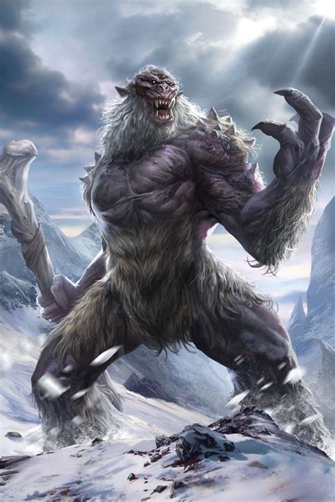 Frost Troll Fantasy Creature Concept Elder Scrolls Skyrim Elder