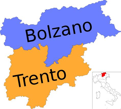Kaart Italië Provincies Vakantie Trentino Zuid Tirol En Trento Kaart