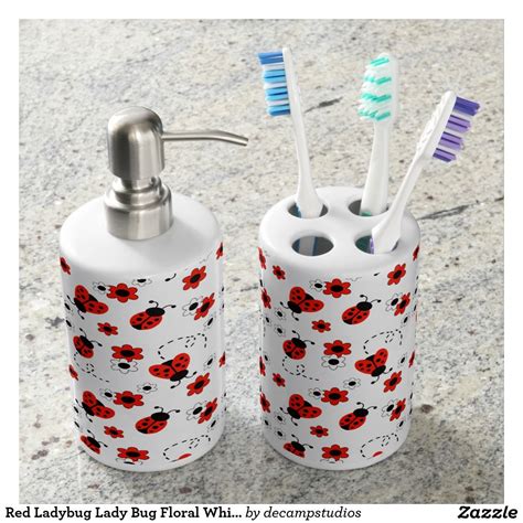 Get bathroom accessories from target to save money and time. Red Ladybug Lady Bug Floral White Flowers Bathroom Set ...