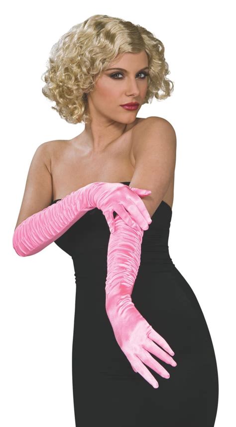 Pink Satin Elbow Gloves