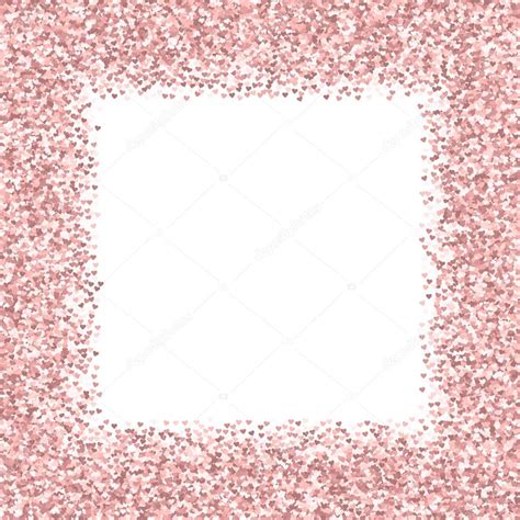 Pink golden glitter made of hearts Chaotic border on white valentine ...