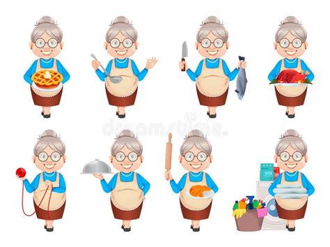 Grandma Cartoon Character Happy Grandparents Day Stock Vector