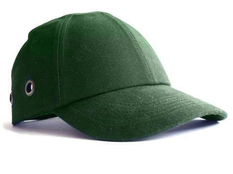 Safety Baseball Cap Hard Hat Bump Cap Green Vented Velcro Fastening