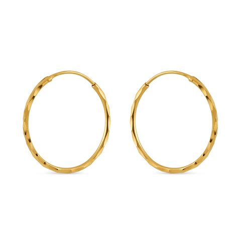 22kt Gold Diamond Cut Hoop Earring PureJewels