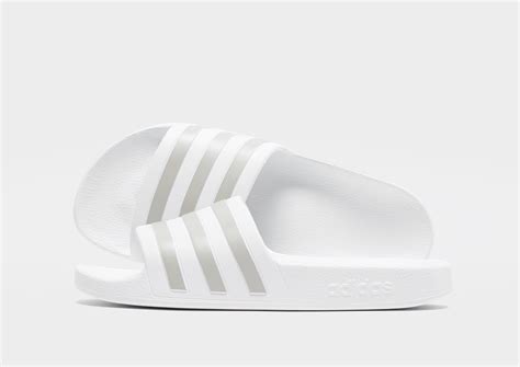 White Adidas Adilette Aqua Slides Womens Jd Sports Uk