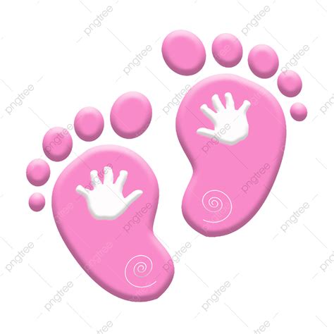Babies Handprint Clipart Vector Pink Baby Cute Handprint Footprint
