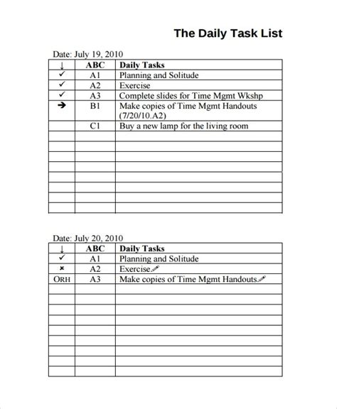 Employee Daily Task List Template Hold Additional Information In New