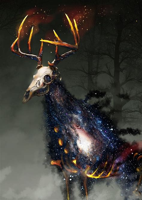 Burning Deer By Yuuza Creature Concept Art Animal Illustration Art