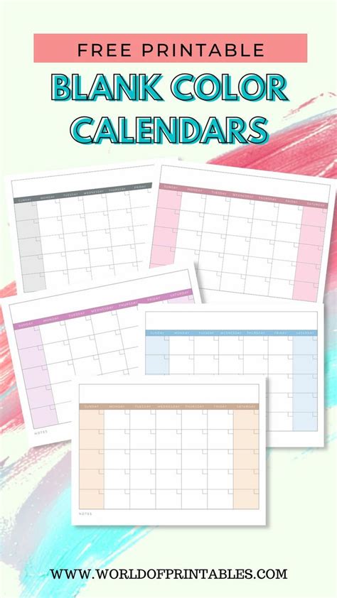 Printable Colorful Blank Calendar Templates You Need Now In 2022