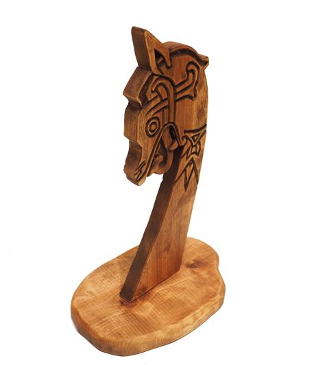 Wooden Hand Carved Viking Dragon Head Sculpture Oseberg Etsy Wooden