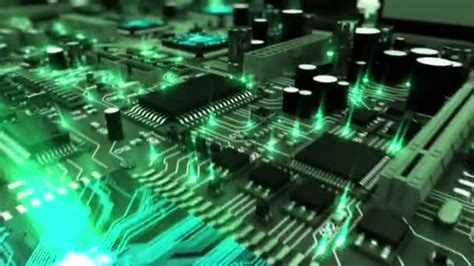 Beautiful 3d Animation Of The Motherboard With Moving Light Signals And