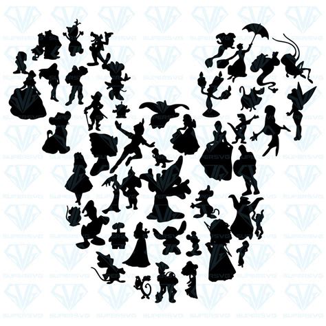 Disney Character Mickey Silhouette Svg Files For Silhouette Files For