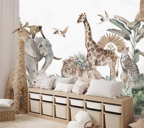 Papier Peint Panoramique Safari Sublime Pour Enfant Babywall