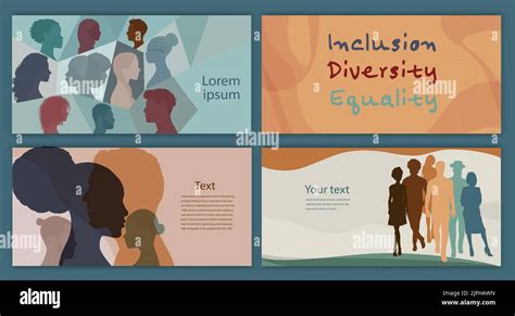 Inclusión De La Diversidad Y Concepto De Igualdad Silueta Gente De