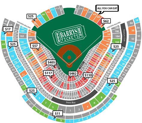 Dodger Stadium Seating Chart With Rows And Seat Numbers