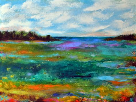Large Abstract Coastal Painting 40 X 30 By Karen Fields