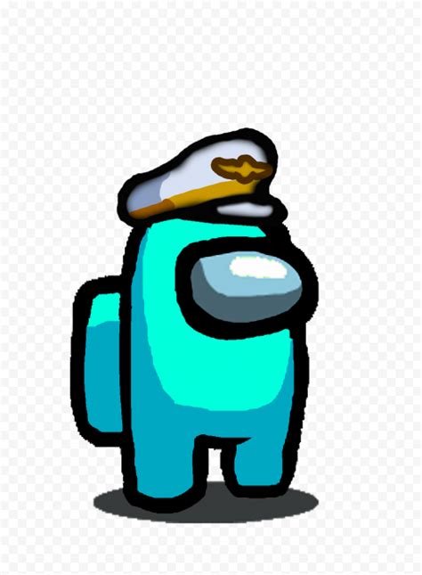 Hd Cyan Among Us Character With Captain Hat Png Character Cyan Png