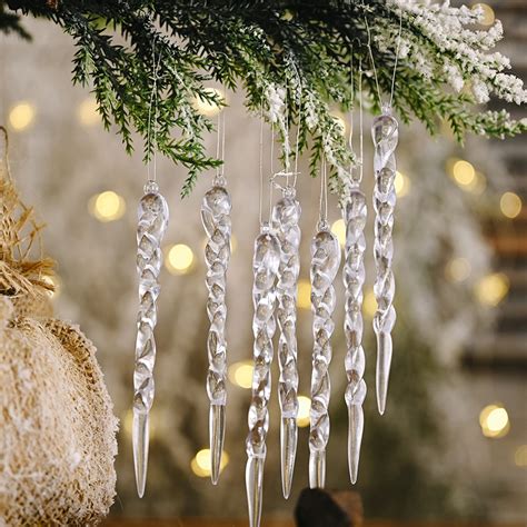 Sunisery Christmas Tree Icicle Decoration Crystal Clear Icicles Drop Hanging Ornaments