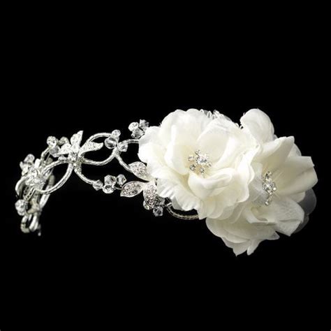 White Flower And Rhinestone Wedding Headband Bridal Accessories